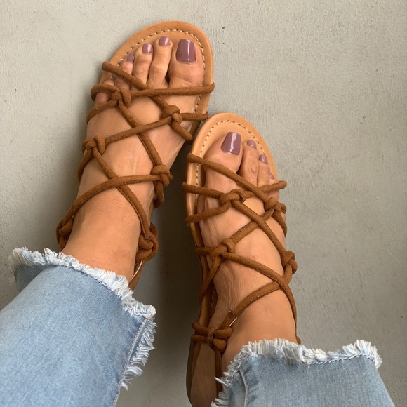 Cognac Chic Knotted Strappy Sandal - Picture 2 of 6